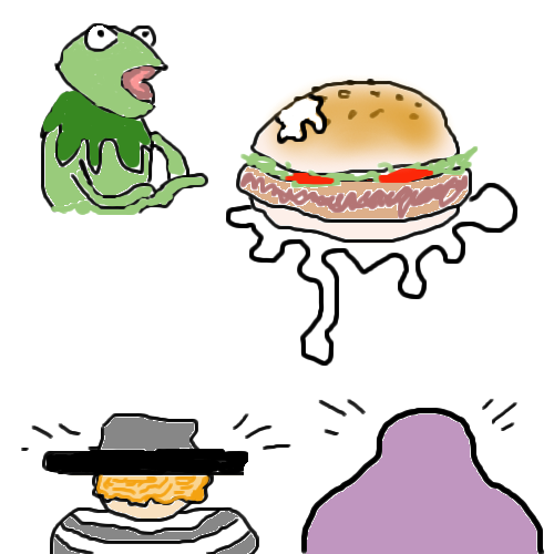 grimace hamburger hamburglar kermit_the_frog mascots mcdonald's muppets poopman sesame_street