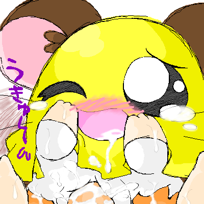 1:1 abe_yukio aliasing big_ears blush chibi cum cum_covered cum_in_mouth cum_in_pussy cum_inside excessive_cum female hamtaro hamtaro_(series) japanese_text male messy one_eye_closed open_mouth penelope penelope_(hamtaro) penetration penis sex straight tears text vaginal vaginal_penetration