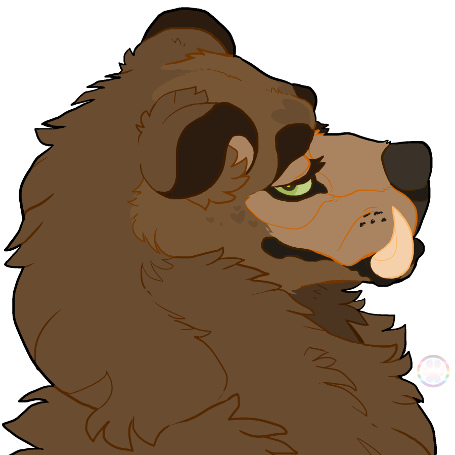1:1 alpha_channel ambiguous_gender anthro bear_gender beargender brown_bear commissioned commissions_open digital_drawing_(artwork) digital_media_(artwork) fan_character frillious grizzly_bear looking_at_viewer mammal pines solo solo_focus tusked tusked_grizzly_bear ursid ursine