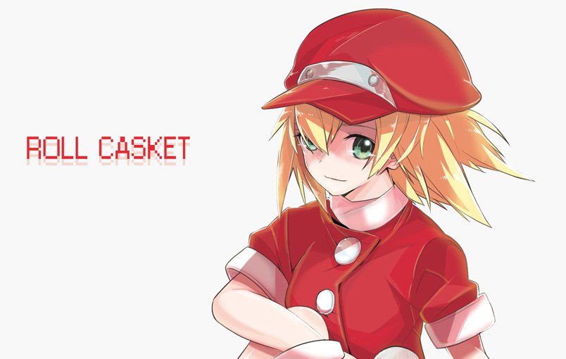 1girl blonde_hair breasts cabbie_hat closed_mouth green_eyes hat jacket long_hair looking_at_viewer red_headwear rockman rockman_dash roll_caskett simple_background smile solo white_background