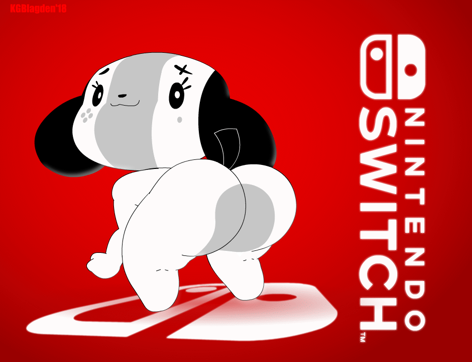 2018 2d_animation animated anthro big_butt butt canid canine canis domestic_dog eyelashes female kgblagden looking_at_viewer looking_back mammal nintendo nintendo_switch shaking_butt short_playtime smile solo switch_dog twerking video_games