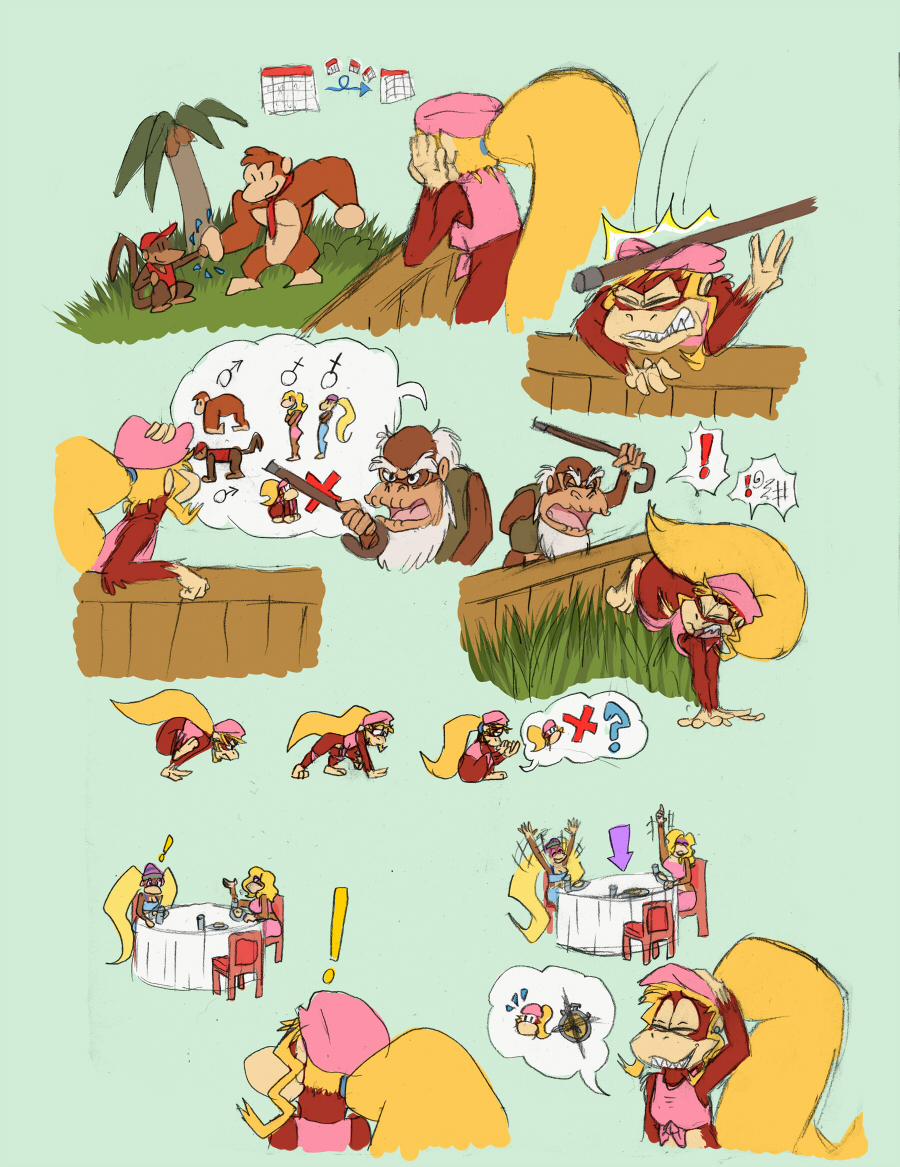 anthro ape barbary_macaque candy_kong comic cranky_kong diddy_kong dixie_kong donkey_kong_(character) donkey_kong_(series) female gorilla group haplorhine male male/female mammal monkey nintendo primate rare_ltd rareware shesamonkey simian tiny_kong video_games