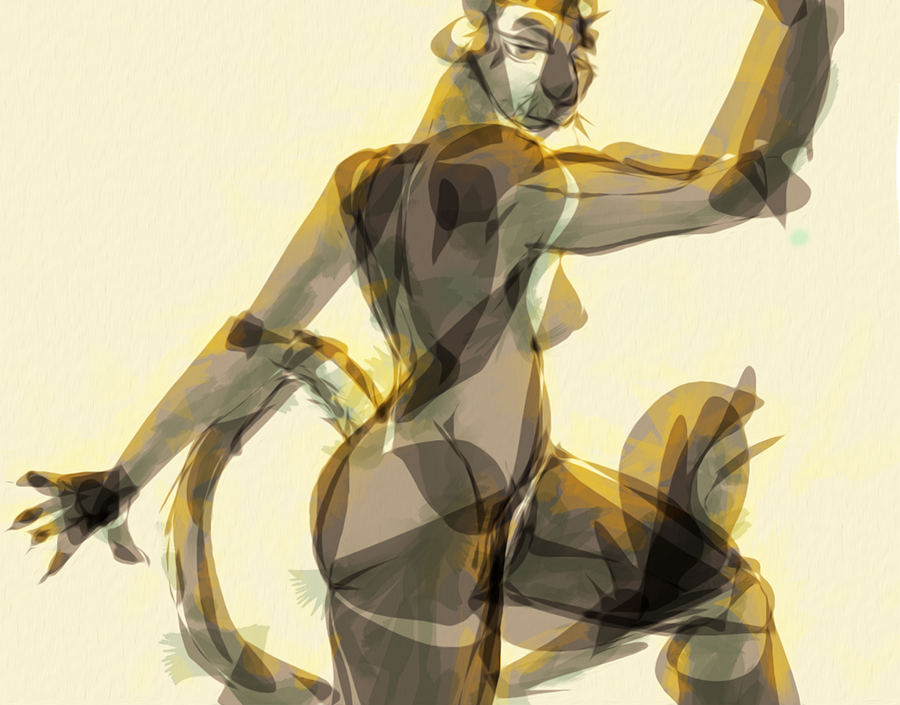 anthro breasts cool. dancing felid female lion looking_at_viewer mammal nipples pantherine simple_background sketch solo