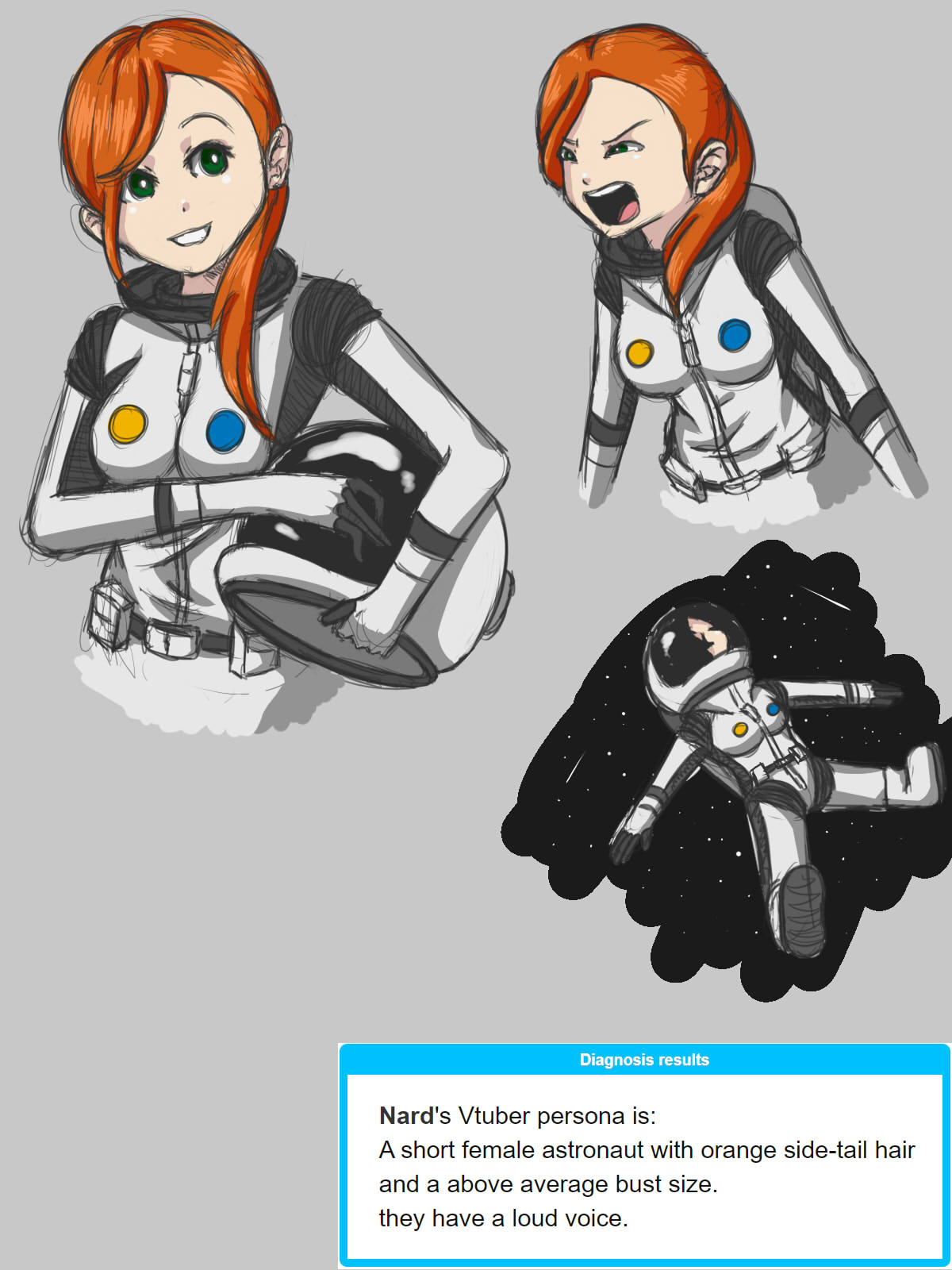 astronaut copyright_request highres original simple_background sketch sketchbook_full_colors virtual_youtuber