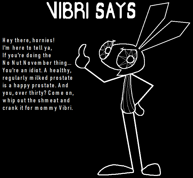 anthro black_background clothed clothing dialogue digital_media_(artwork) dress english_text female lagomorph leporid mammal meme monochrome no_nut_november open_mouth polygons rabbit simple_background solo text vib-ribbon vibri video_games vinny_van_yiffy