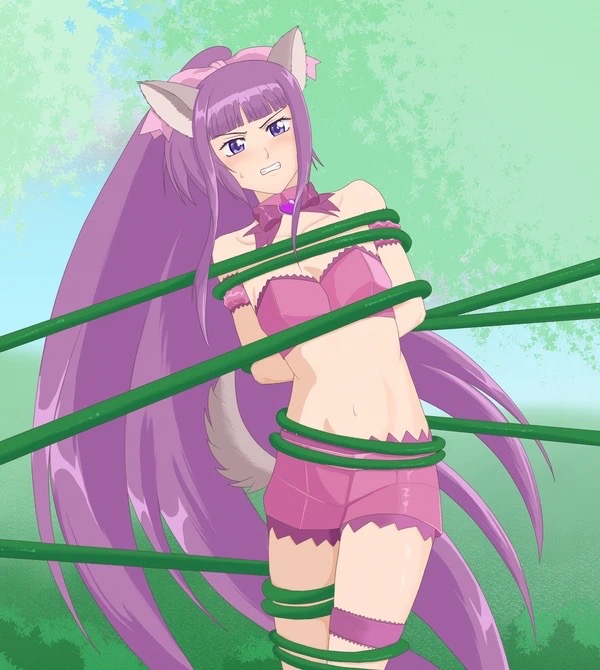 1girl animal_ears anime_screencap boots breasts bridal_garter cleavage detached_sleeves fujiwara_zakuro knee_boots long_hair magical_girl mew_zakuro midriff non-web_source official_style pink_ribbon puffy_detached_sleeves puffy_sleeves purple_footwear purple_hair ribbon solo source_request tail tokyo_mew_mew tokyo_mew_mew_new very_long_hair wolf_ears wolf_girl wolf_tail