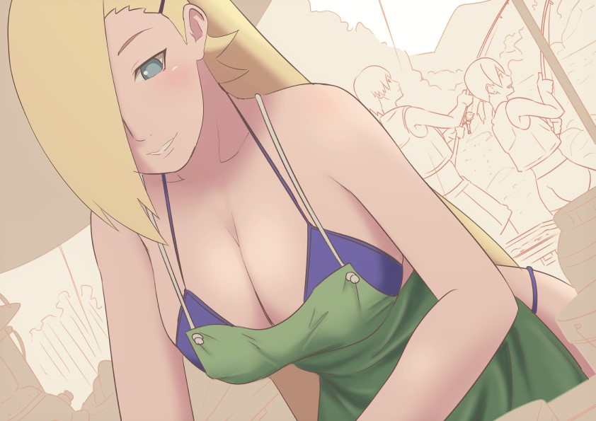 bikini blonde_hair blue_eyes boruto:_naruto_next_generations eeshin_(eishin5584) husband_and_wife long_hair mother_and_son naruto naruto_(series) ponytail sai_(naruto) smile swimsuit yamanaka_ino yamanaka_inojin