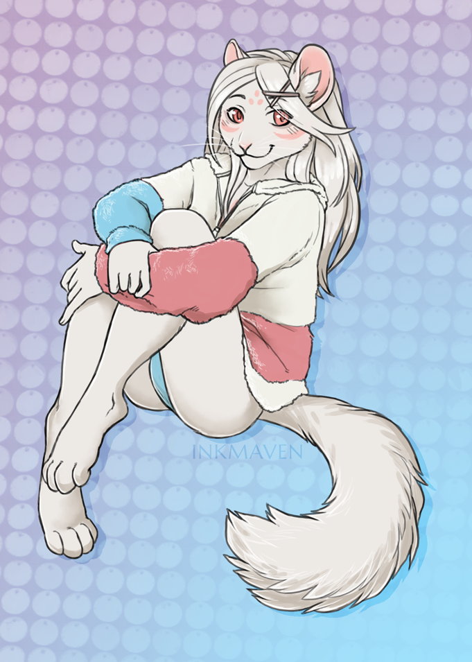 2020 4_toes 5_fingers anthro breasts digital_media_(artwork) domestic_cat felid feline felis female fingers fur hair inkmaven mammal smile solo toes whiskers white_body white_fur white_hair