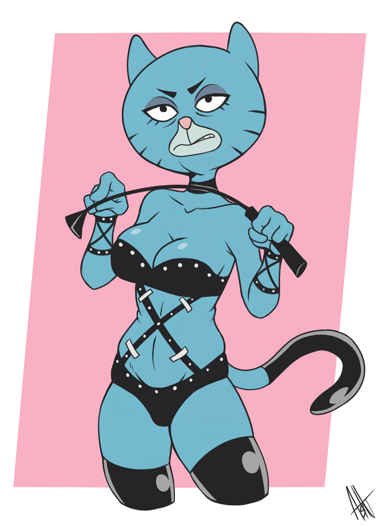 2020 anthro ashesg blue_body breasts cartoon_network cleavage clothed clothing domestic_cat dominatrix felid feline felis female front_view harness leather leather_harness legwear looking_at_viewer mammal mary_senicourt mature_female portrait riding_crop solo the_amazing_world_of_gumball thigh_highs three-quarter_portrait whip