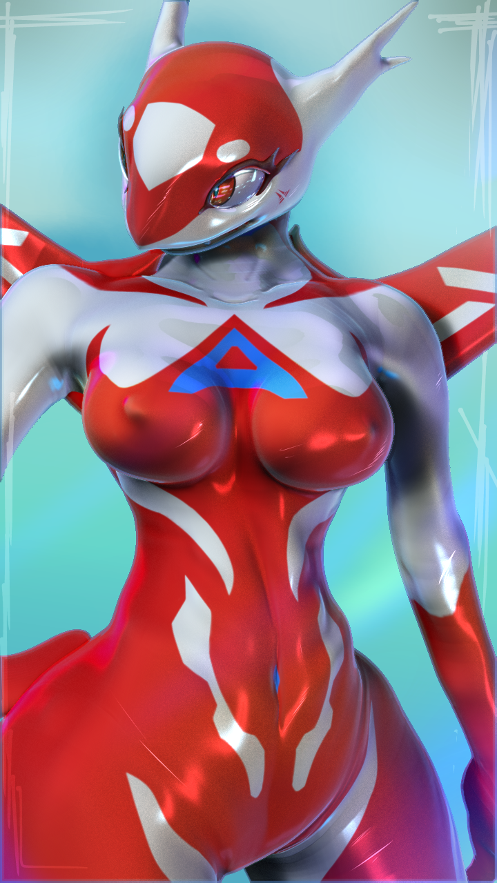 2020 3d_(artwork) 9:16 anthro anthrofied blue_background breasts digital_media_(artwork) dragon female glistening glistening_body glistening_skin hi_res latias legendary_pok&eacute;mon navel nintendo orange_eyes pinup pok&eacute;mon pok&eacute;mon_(species) pok&eacute;morph pose red_body sdx3 simple_background solo video_games zbrush