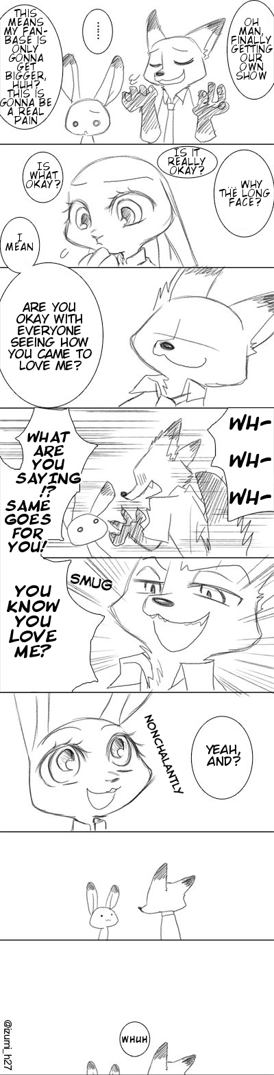 2020 ?! alternate_version_at_source anthro canid canine clothed clothing comic dialogue disney duo edit english_text fox fur gloves_(marking) hard_translated hi_res izumi_h27 judy_hopps lagomorph leporid looking_at_another mammal markings monochrome nick_wilde open_mouth open_smile rabbit red_fox smile speech_bubble text translated zootopia