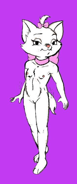 anthro anthrofied bow breasts cat collar compression_artifacts cub cute disney feline female hair looking_at_viewer mammal maria marie nipples nude plain_background pussy rex_the_cat small_breasts smile solo the_aristocats young