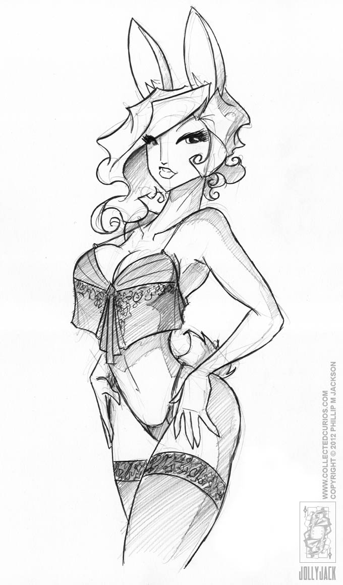 2012 anthro breasts cleavage clothed clothing conditional_dnp female hair hilary_locke jollyjack lagomorph leporid lingerie looking_at_viewer mammal monochrome rabbit sequential_art solo text url webcomic