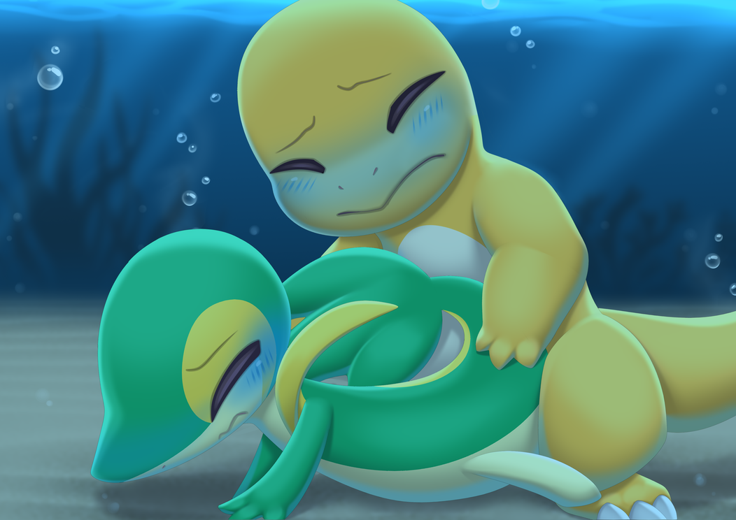 ambiguous_gender ambiguous_penetration anthro asphyxiation charmander cyanosis drowning duo eyes_closed generation_1_pokemon generation_5_pokemon male male/ambiguous nintendo penetration pokemon pokemon_(species) revous shiny_pokemon snivy underwater water yellow_body