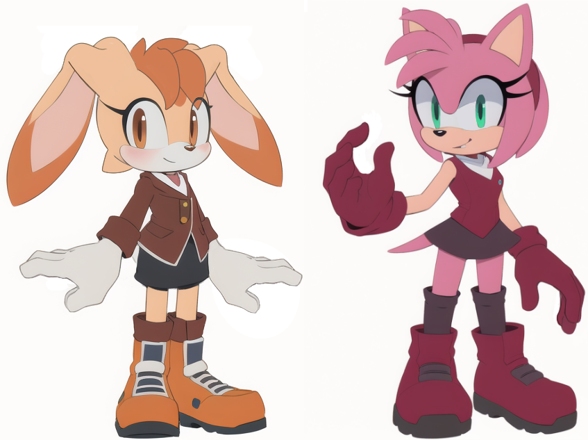 aged_up amy_rose anthro blue_archer_(artist) clothed clothing cream_the_rabbit duo female idw_publishing redesign sega simple_background smile sonic_the_hedgehog_(comics) sonic_the_hedgehog_(idw) sonic_the_hedgehog_(series)