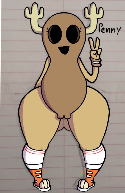 4_fingers anthro armband armwear big_butt brown_body bubble butt cartoon_network clothing curvy_figure denisnsfwtoons dnsfwtoons eyelashes female fingers flat_chested footwear front_view genitals gesture hand_gesture horn hourglass_figure huge_hips huge_thighs humanoid knee_highs knee_socks legwear looking_at_viewer mammal multicolored_body nude open_mouth open_smile penny_fitzgerald plump_labia pussy shaded shadow shoes smile socks solo standing tan_body text the_amazing_world_of_gumball thick_thighs v_sign wide_hips