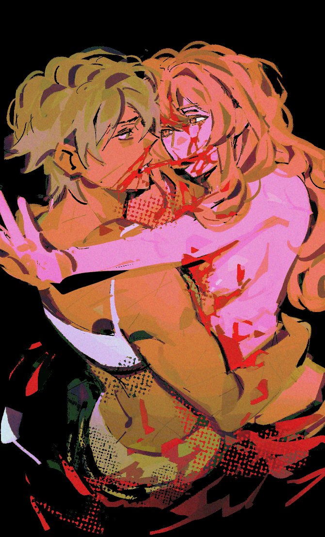 1boy 1girl blood blood_on_face breasts brown_hair catherine_(project_moon) heathcliff_(project_moon) limbus_company nipples nude project_moon saphir230226 scar short_hair torso_grab wading water
