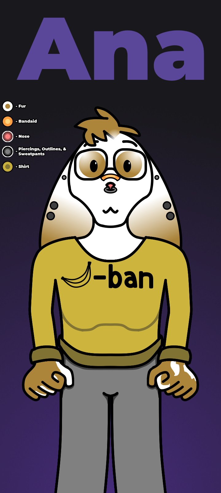 ana_lop-bun anthro band-aid band-aid_on_face band-aid_on_nose bandage bandage_on_face bandage_on_nose brown_body brown_fur clothing domestic_rabbit ear_piercing eyewear facial_piercing female fur fur_pattern glasses hi_res lagomorph leporid lop_rabbit mammal nose_piercing nose_ring oryctolagus piercing rabbit ring_piercing samhambamslam slightly_chubby slightly_chubby_female solo sweater sweatpants topwear white_body white_fur