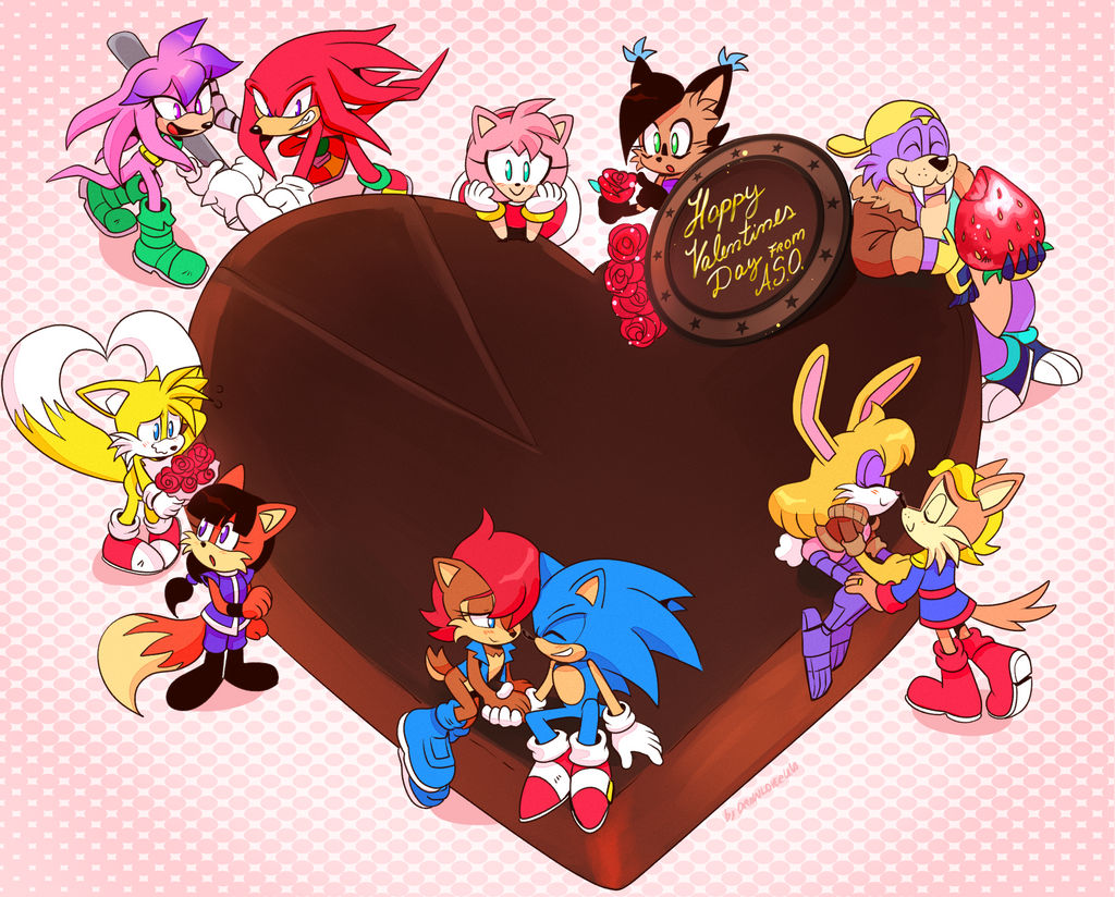 &lt;3 amy_rose anthro antoine_d'coolette archie_comics bunnie_rabbot candy canid canine canis chipmunk chocolate coyote dessert drawloverlala echidna eulipotyphlan felid feline flower food fox fruit ground_squirrel group hand_holding hedgehog holidays julie-su knuckles_the_echidna lagomorph leporid li_moon lynx mammal marine miles_prower monotreme nicole_the_lynx pinniped plant rabbit rodent romance romantic romantic_ambiance romantic_couple rose_(flower) rotor_the_walrus sally_acorn sciurid sonic_the_hedgehog sonic_the_hedgehog_(archie) sonic_the_hedgehog_(comics) sonic_the_hedgehog_(series) strawberry valentine's_day walrus