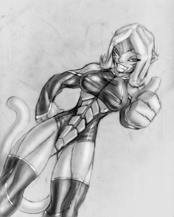 4:5 alien anthro big_breasts blonde_hair bodysuit breasts butt clothing erect_nipples felid female gesture hair kitraandra liquidmark mammal muscular muscular_anthro muscular_female nipple_outline nipples pantherine skinsuit smile solo thighs_high thumbs_up tiger tight_clothing varkeeg