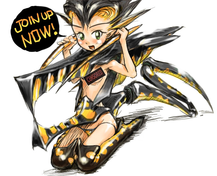 arachnid_(starship_troopers) artist_request bug censored insect_girl monster_girl propaganda solo starship_troopers warrior_bug