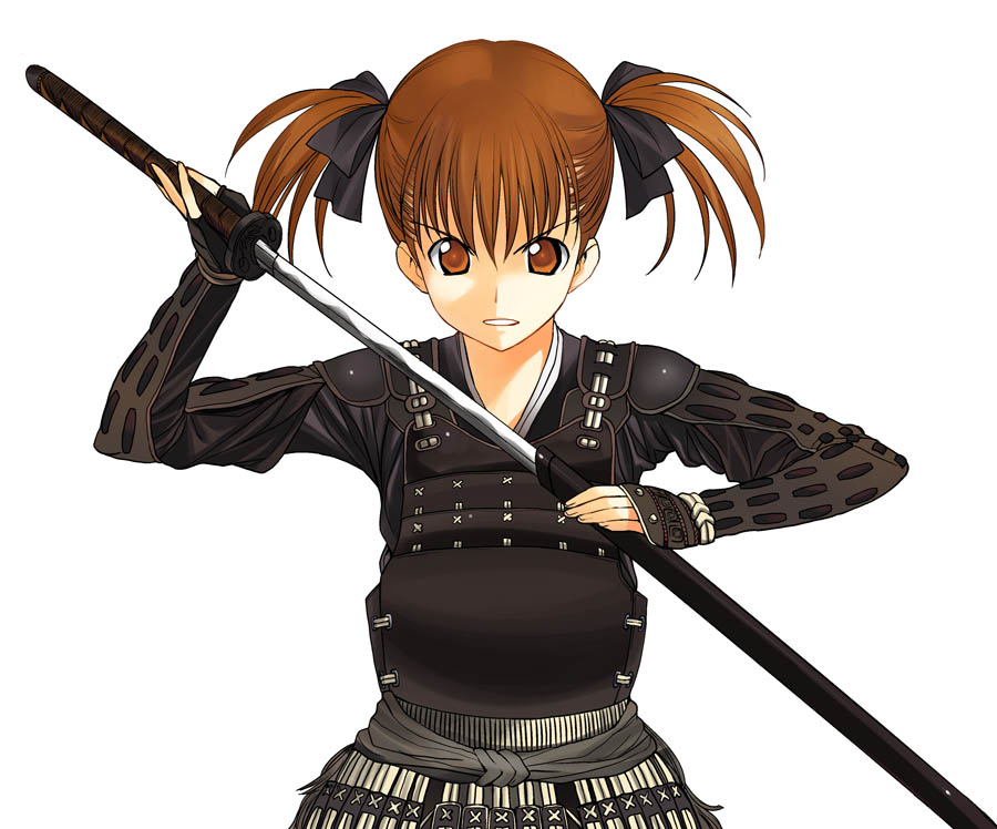 a1 armor fukuzawa_yumi katana long_sleeves maria-sama_ga_miteru samurai sheath solo sword unsheathing weapon