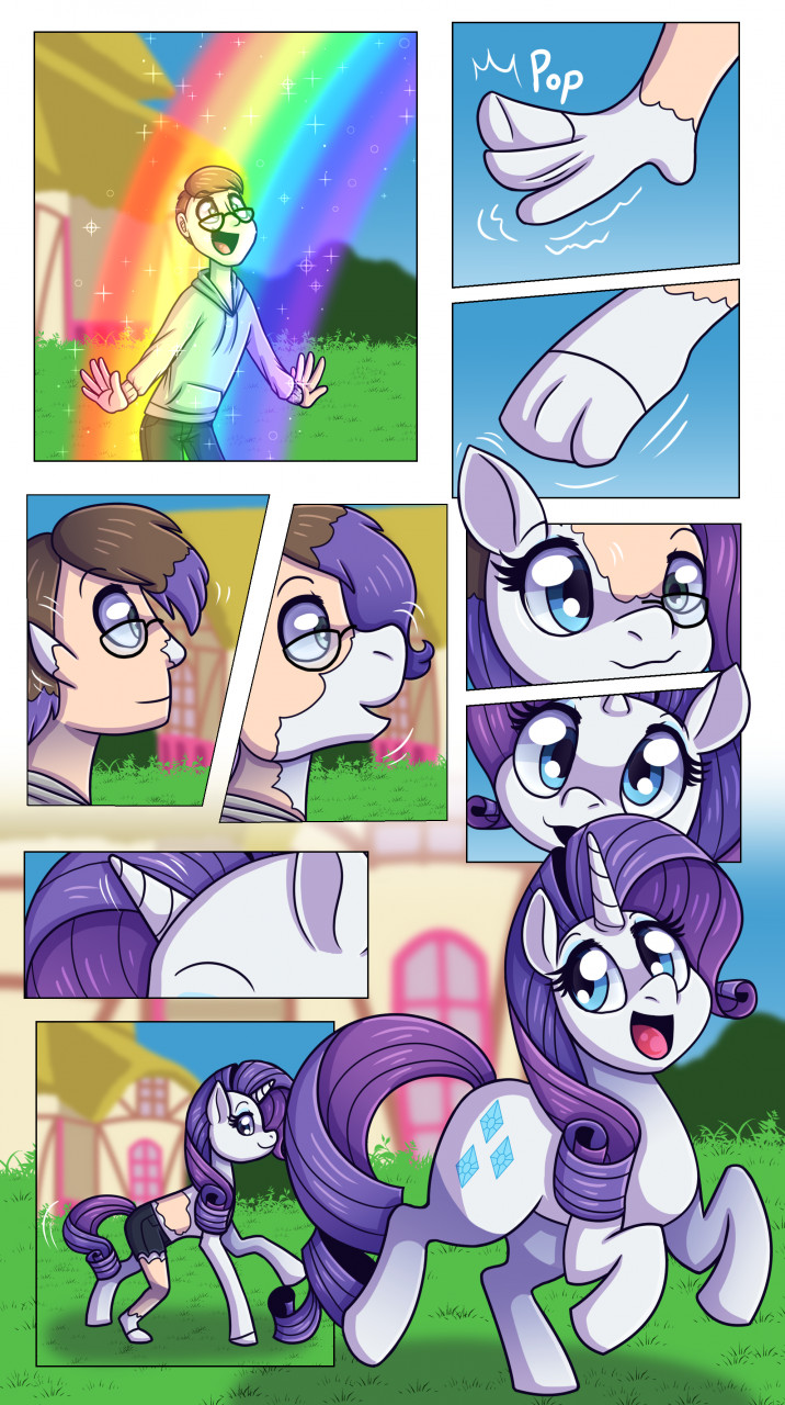 ambiguous_gender comic detailed_background equid equine friendship_is_magic hi_res horn human_to_feral mammal my_little_pony rainbow rarity_(mlp) sinligereep solo species_transformation transformation unicorn