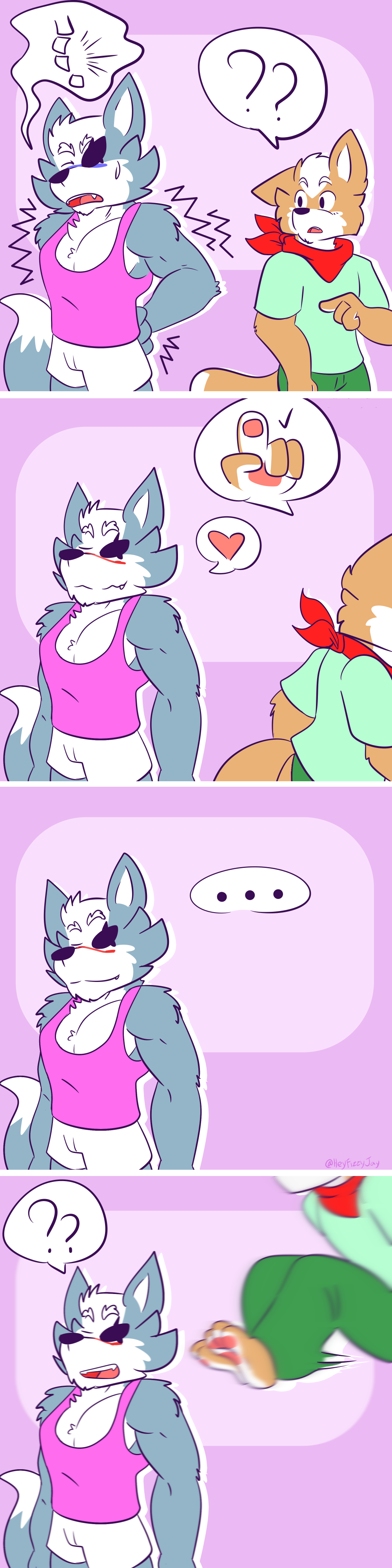 1:4 absurd_res anthro canid canine canis clothed clothing comic digital_media_(artwork) duo fizzyjay fox fox_mccloud fur hi_res long_image male male/male mammal muscular nintendo simple_background star_fox tall_image video_games wolf wolf_o'donnell