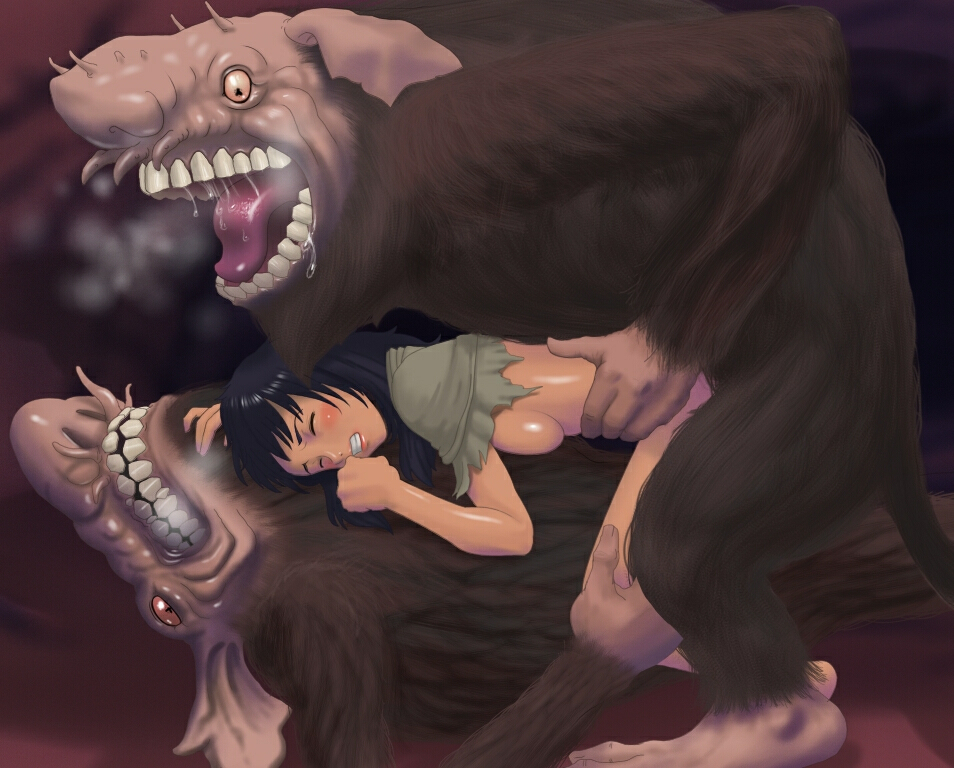 anal barefoot berserk bestiality blush breast_press breasts breath casca doggystyle double_penetration group_sex hetero medium_breasts monster pain rape sex solo_focus threesome topless torn_clothes troll vaginal yoshino_momiji