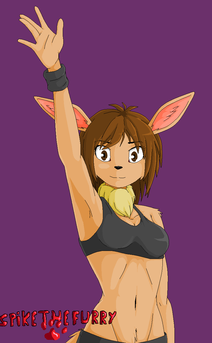 anthro brown_body brown_fur browneyes canid canine eevee female fur mammal nintendo pok&eacute;mon pok&eacute;mon_(species) solo spike_the_furry video_games