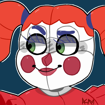 2018 alternate_version_at_source animatronic baby_(fnafsl) circus_baby_(fnaf) close-up clothed clothing clown eyelashes female five_nights_at_freddy's green_eyes hair half-closed_eyes humanoid icon lips long_hair looking_aside looking_away low_res machine narrowed_eyes not_furry pigtails portrait red_hair red_lips red_nose robot rosy_cheeks simple_background sister_location smile smug snazzamazing solo teal_background video_games white_body