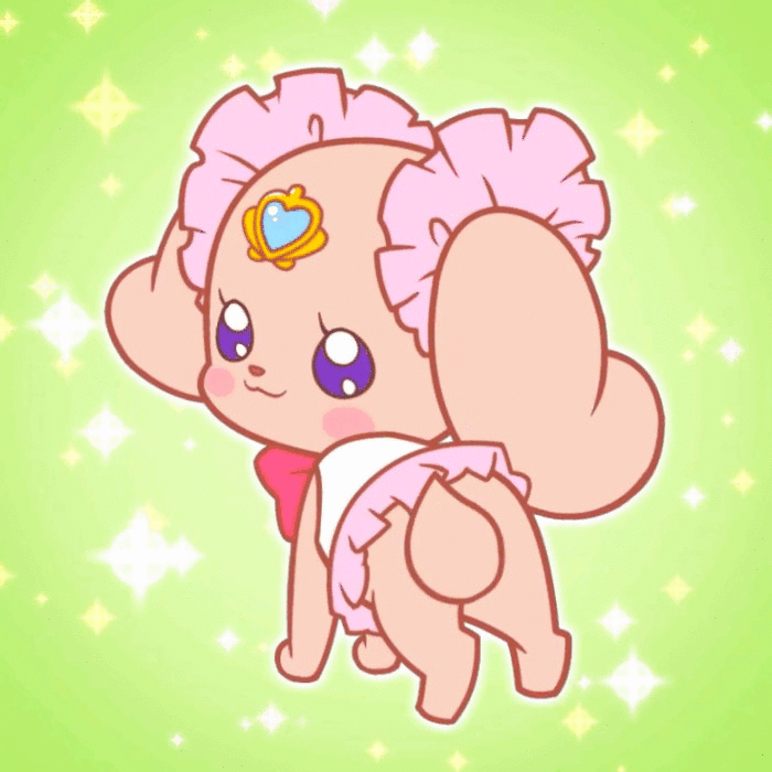 animated canid canine canis clothing domestic_dog dress female feral gem healin'_good_precure latte_(healin'_good_precure) latte_(precure) latte_(pretty_cure) mammal pekopyon1984 pretty_cure ribbons solo sparkles star tail_whip