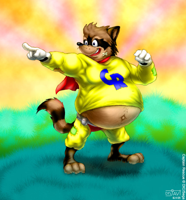 adventures_of_sonic_the_hedgehog anthro belly captain_rescue captain_rescue_(character) clothing drjavi male mammal overweight overweight_anthro overweight_male procyonid raccoon solo sonic_the_hedgehog_(series) yellow_clothing