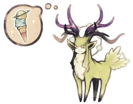 alpha_channel amamidori ambiguous_gender antlers aureola black_hooves black_horn black_inner_ear deer deity dessert eyes_closed feral food fur green_body green_ears green_fur green_hair green_tail hair hooves horn humanoid_face ice_cream ice_cream_cone low_res mammal multicolored_antlers multicolored_horn planet planet_rings prick_ears purple_horn saturn_(planet) scp-2845 scp_foundation simple_background solo tail tail_motion tailwag thought_bubble transparent_background unguligrade yellow_thought_bubble
