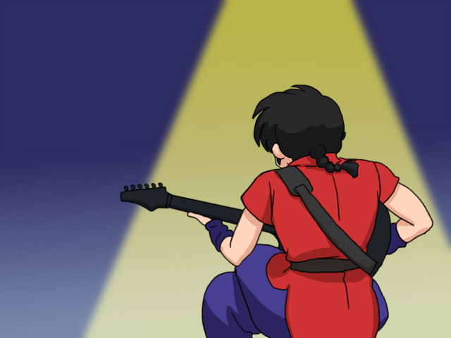 1boy back black_hair braid braided_ponytail chinese_clothes guitar instrument ranma_1/2 saotome_ranma sitting solo sunlight tangzhuang wanta_(futoshi)