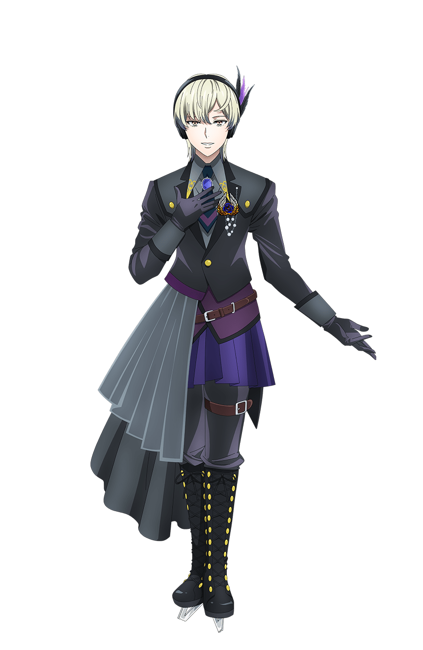 1boy androgynous belt black_footwear black_gloves black_jacket blonde_hair boots brown_belt cross-laced_footwear full_body gloves grey_pants grey_shirt hand_on_own_chest hand_up headphones highres ice_skates jacket king_of_prism king_of_prism:_shiny_seven_stars kisaragi_louis knee_boots lace-up_boots long_sleeves looking_at_viewer male_focus official_art pants pretty_rhythm pretty_series second-party_source shirt short_hair simple_background skates solo standing tachi-e transparent_background yellow_eyes