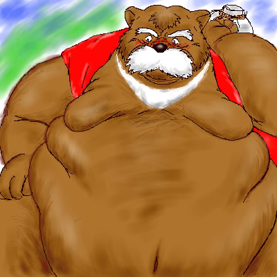 1:1 2004 anthro biped black_nose blush brown_body brown_fur digital_media_(artwork) fur humanoid_hands kemono low_res male mammal moobs morbidly_obese obese oekaki overweight overweight_male unknown_artist ursid