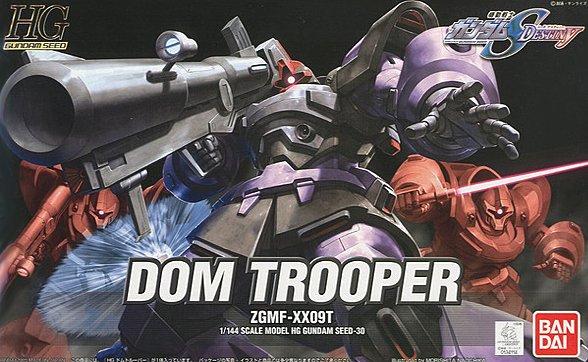 bandai beam_saber box_art dom_trooper gun gundam gundam_seed gundam_seed_destiny holding holding_gun holding_sword holding_weapon logo mecha mobile_suit morishita_naochika no_humans official_art one-eyed open_hand solo_focus sword weapon