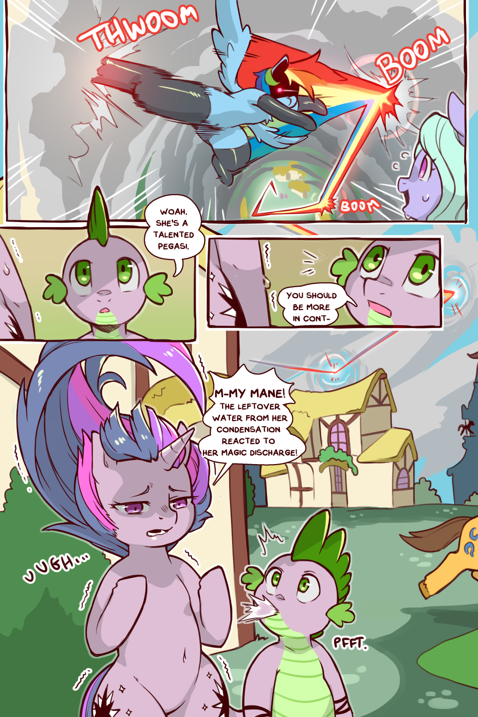 2:3 building caramel_(mlp) cloud cold-blooded-twilight comic detailed_background dialogue dragon english_text equid equine female flitter_(mlp) friendship_is_magic hasbro hi_res horn house larger_female male mammal my_little_pony pegasus size_difference smaller_male spike_(mlp) text twilight_sparkle_(mlp) unicorn wings