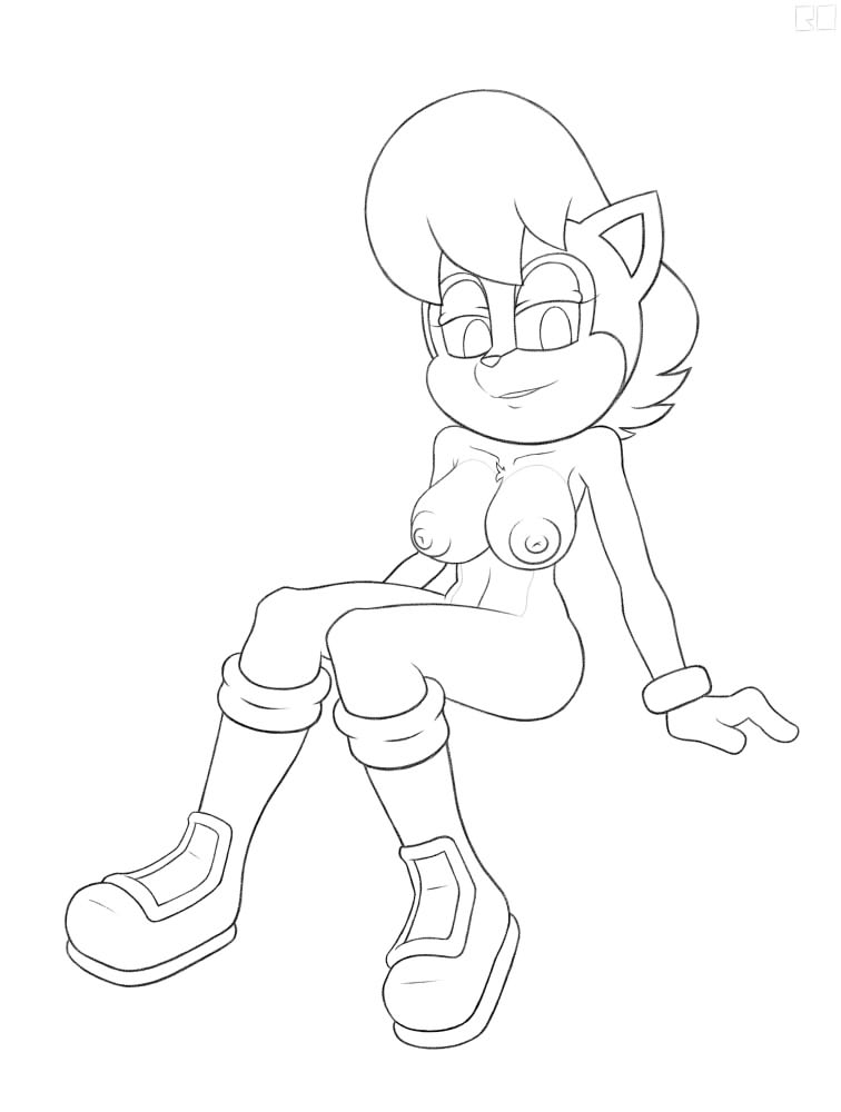 anthro archie_comics areola big_breasts boots breasts chipmunk clothing collarbone eyelashes female footwear fur gloves greyscale ground_squirrel hair handwear looking_at_viewer mammal monochrome mostly_nude navel nipples nude randomobliquity_(artist) rodent sally_acorn sciurid sega simple_background smile solo sonic_the_hedgehog_(archie) sonic_the_hedgehog_(comics) sonic_the_hedgehog_(series) white_background