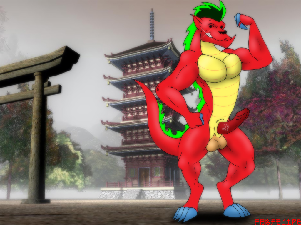 4:3 american_dragon:_jake_long balls biceps big_muscles building claws disney dragon erection fabfelipe flexing front grin jake_long looking_at_viewer male muscles no_wings nude outside pecs penis red_body red_dragon red_penis scalie solo standing teeth toe_claws tree wallpaper