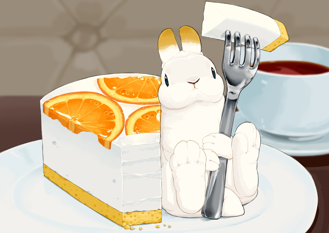 animal cake drink food fruit lilac_(pfeasy) nobody orange_(fruit) original rabbit