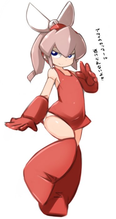 1girl android closed_mouth cut_man dress genderswap genderswap_(mtf) gloves helmet karukan_(monjya) long_hair looking_at_viewer mega_man_(classic) mega_man_(series) red_dress simple_background smile solo weapon white_background