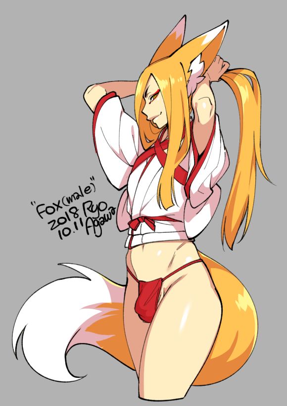 2018 animal_humanoid asian_clothing big_ears big_tail biped blonde_hair bulge canid canid_humanoid canine canine_humanoid clothed clothing digital_media_(artwork) dipstick_ears dipstick_tail east_asian_clothing english_text fluffy fluffy_tail fox_humanoid front_view fundoshi fur furry_tail genital_outline girly glistening glistening_body glistening_hair glistening_skin grey_background hair hands_behind_head humanoid humanoid_hands inner_ear_fluff japanese japanese_clothing light_body light_skin lips long_hair looking_at_viewer male mammal mammal_humanoid monotone_hair multicolored_ears multicolored_tail narrowed_eyes navel pantsless penis_outline pinup ponytail portrait pose raised_arm red_clothing red_underwear ryo_agawa simple_background slim smile solo standing text three-quarter_portrait three-quarter_view tuft two_tone_ears two_tone_tail underwear white_body white_ears white_fur white_haori white_inner_ear_fluff white_tail wide_hips yellow_body yellow_ears yellow_eyes yellow_fur yellow_inner_ear yellow_tail