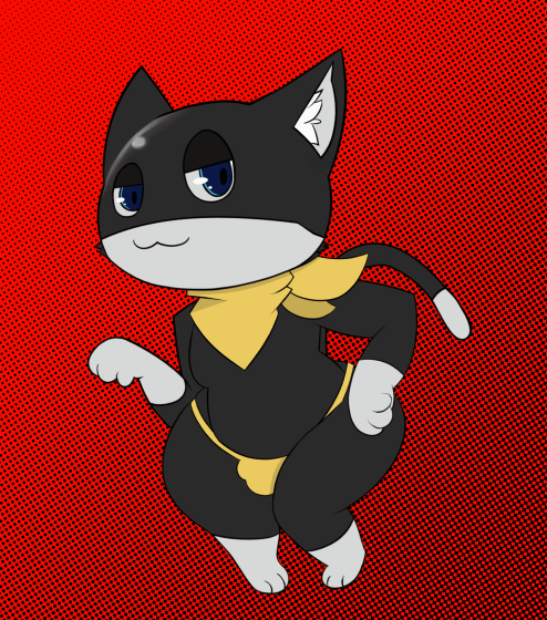 2021 animated anthro atlus black_body black_fur blue_eyes bulge curvy_figure digital_media_(artwork) domestic_cat felid feline felis fur girly guaimoa inner_ear_fluff looking_at_viewer male mammal megami_tensei megami_tensei_persona morgana_(persona) shaking_hips short_playtime simple_background slightly_chubby solo tailwag teapot_(body_type) thick_thighs tuft video_games wide_hips