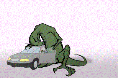 animated balls car car_door claws cock_and_ball_torture dragon dragons_having_sex_with_cars erection green_skin headlights humor inanimate loop male mechanophilia pain penis scalie self_harm slam solo unknown_artist