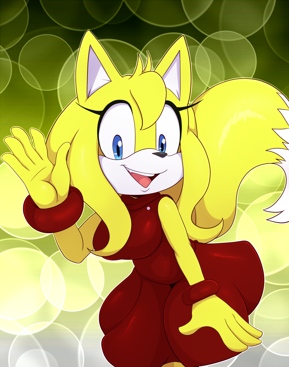 2021 5_fingers anthro bigdon1992 blue_eyes breasts canid canine clothed clothing digital_media_(artwork) dress eyelashes female fingers fox hi_res looking_at_viewer mammal martincorps nyuroraxbigdon open_mouth sega smile solo sonic_boom sonic_the_hedgehog_(series) zooey_the_fox