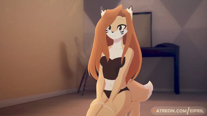 16:9 animated anthro ass_up black_clothing black_panties black_underwear breasts brown_hair butt camisole canid canine clothed clothing cute_fangs digital_media_(artwork) domestic_cat eipril elisabeth_(character) felid feline felis female fox fur hair jack-o'_pose keyhole_clothing keyhole_panties keyhole_underwear kneeling long_hair looking_at_viewer mammal meme navel panties pose shirt short_playtime solo stretching tank_top topwear underwear underwear_only widescreen