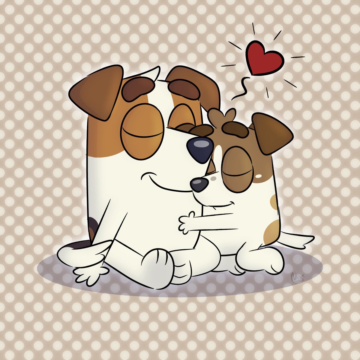 &lt;3 1:1 anthro bluey_(series) brother brother_and_sister canid canine canis cuddling digital_media_(artwork) domestic_dog duo eyes_closed female floppy_ears fur head_tuft hi_res hug hunting_dog inklingbear_(artist) jack's_sister_(bluey) jack_(bluey) jack_russell_terrier kneeling larger_male male mammal multicolored_body multicolored_fur pattern_background paws shadow sibling signature simple_background sister sitting sitting_on_floor size_difference smaller_female smile tail_tuft terrier tuft