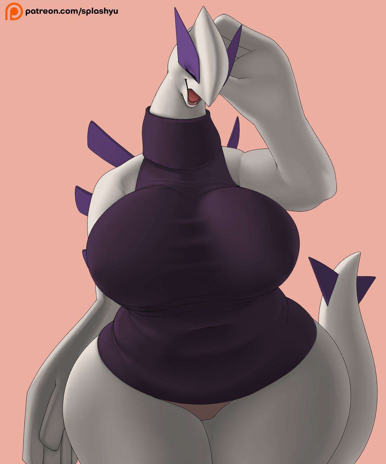 5:6 anthro anthrofied bbd big_breasts breasts clothed clothing curvy_figure eyes_closed female hi_res huge_breasts legendary_pok&eacute;mon lugia nintendo open_mouth panties pok&eacute;mon pok&eacute;mon_(species) pok&eacute;morph simple_background solo text thick_thighs underwear video_games voluptuous wide_hips
